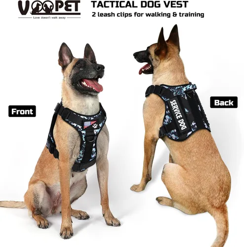 Miniatura 2 de voopet Arnés táctico para perro, chaleco militar de apoyo emocional con asa y Molle para perros medianos y grandes, chaleco para perros medianos