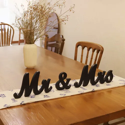 Miniatura 3 de Letrero de Sr. y Sra. para mesa de boda, letras de madera de Sr. y Sra., grandes artículos de decoración para fiesta de Sr. y Sra., letra de madera