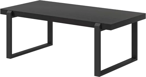 Miniatura 9 de EXCEFUR - Mesa de café moderna negra, mesa de centro industrial de madera y metal para sala de estar, mesa de té y cóctel rectangular, roble negro