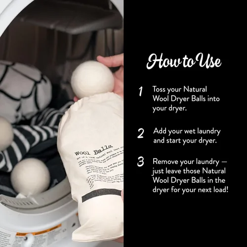 Miniatura 3 de Molly's Suds Bolas de lana para secadora Suavizante de tela natural, hipoalergénico, reutilizable, sin perfume, reduce el tiempo de secado