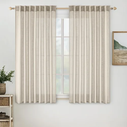Miniatura 46 de MIULEE Cortinas de lino blanco de 108 pulgadas de largo para dormitorio, sala de estar, cortinas de ventana con textura de lino suave y grueso, Lino
