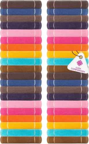 Miniatura 69 de CASA COPENHAGEN Juego de 6 toallas de palomitas de maíz, color azul polvoriento, 21.16 oz/m², 2 toallas de baño, 2 toallas de mano y 2 toallas