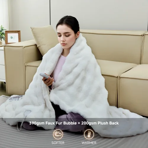 Miniatura 2 de Manta Eléctrica Térmica de Forro Polar Suave y Gruesa de 50"x60" para Sofá con 5 Niveles de Calor y 4 Horas de Apagado Automático, Protección contra