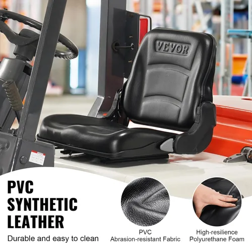 Miniatura 5 de VEVOR Asiento universal de carretilla elevadora, asiento de tractor plegable con respaldo de ángulo ajustable y micro interruptor, 6.3-13.4
