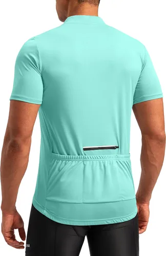 Bikewa Maillot de ciclismo para hombre que absorbe la humedad, manga corta, UPF media cremallera, ciclismo, ciclismo de carretera, camisas para