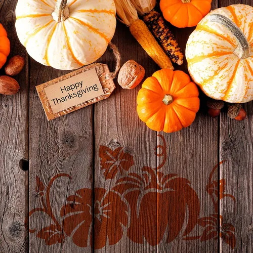 Miniatura 6 de Clabby 5 hojas de plantillas de Acción de Gracias y otoño para pintar en madera, plantillas reutilizables de calabaza de otoño grandes