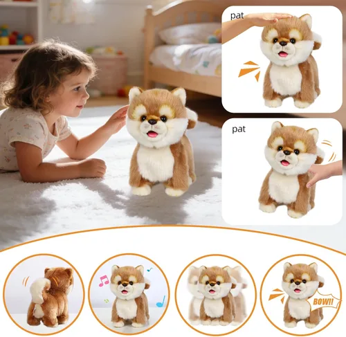 Miniatura 3 de CU-MATE Juguete electrónico de peluche de simulación interactiva, realista, cachorro, gato, con cola para caminar, ladrar, menear, hablar, como