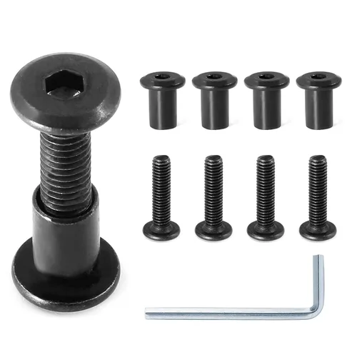 Miniatura 24 de 10 pares (20 piezas) M6 x 0.630 in Tornillo hexagonal con llave Allen, pernos de conector plateados para muebles, tornillos avellanados M6, tuercas