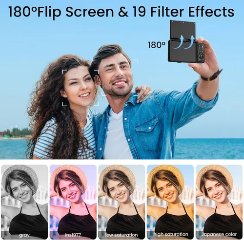 Miniatura 2 de Cámara digital 4K para fotografía, enfoque automático antivibraciones de 64 MP para YouTube, pantalla abatible de 180° de 3 pulgadas, cámara