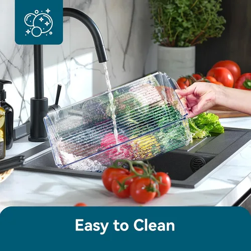 Miniatura 7 de Luckore - Juego de 4 contenedores organizadores para refrigerador, organizadores transparentes y almacenamiento, apilables con tapas, contenedores
