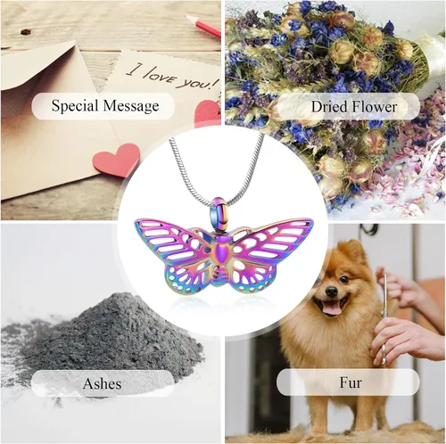 Miniatura 63 de Minicremation Joyas de cremación para cenizas – Collar conmemorativo de mariposa con colgante de urna para cenizas de seres queridos