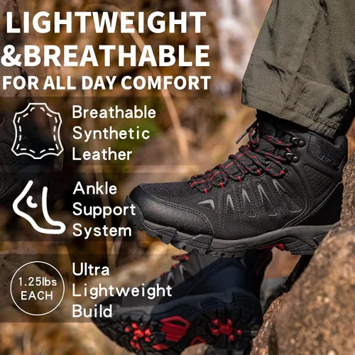 Miniatura 4 de SHULOOK Hiking Boots Men Waterproof Mid Boots Non-Slip LightWeight Comfortable