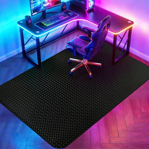 Miniatura 9 de Vicwe Tapete para silla de juegos para suelo de madera dura, 60 x 46 pulgadas, tapete grande para silla de oficina, tapete de PVC para silla