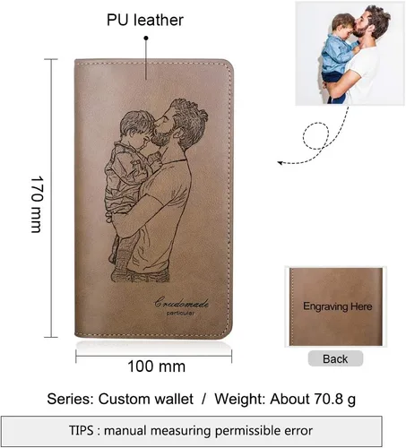 Miniatura 2 de Billetera personalizada para hombre, carteras con fotos personalizadas, billetera de viaje grabada para hombre, regalo del día del padre, regalo