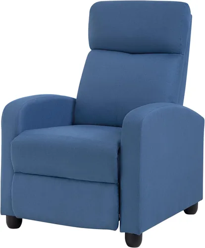Miniatura 21 de BestMassage - Sillón reclinable sin función de masaje, con soporte lumbar, reclinación de empuje ajustable, reposabrazos anchos, reposapiés y Negro