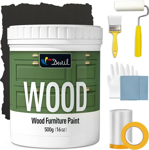 DWIL Pintura para muebles, mate, pintura de madera, 16 oz, para renovar armarios, puertas, mesas, aparadores, base de agua, no tóxica, inodora, Negro