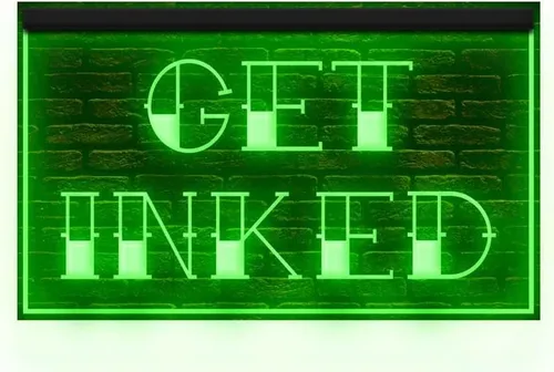 Miniatura 4 de 100020 Get Inked Tattoo Piercing Shop Display LED Light Neon Sign (12 x 8 pulgadas, morado)