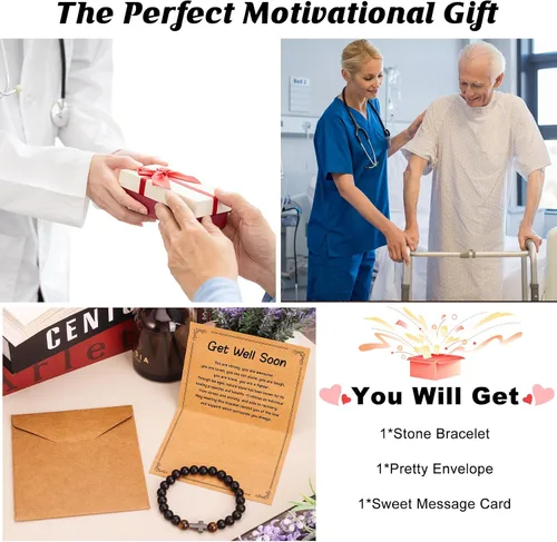 Miniatura 7 de Pulsera de piedra natural para hombres, hijo, papá, abuelo, papá, marido, tío, niños, hermano, sobrino. Recupérate pronto, jubilación, regreso a