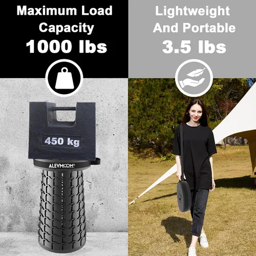 Miniatura 3 de ALEVMOOM Taburete plegable XXL mejorado de 19.7 pulgadas con cojín, taburete telescópico portátil, capacidad de 1000 libras, silla plegable