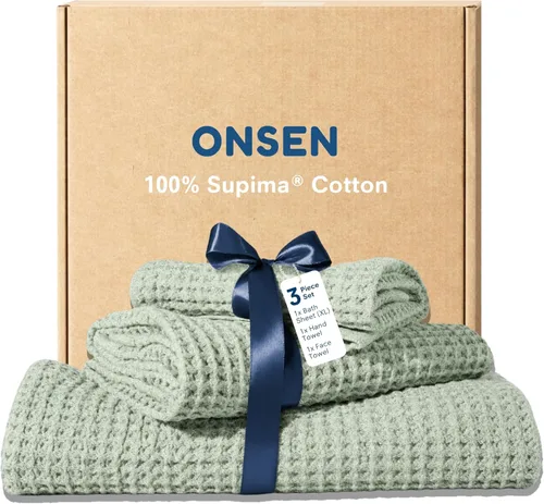 Miniatura 21 de ONSEN Supima® - Toalla de baño de punto gofre, grande, de secado rápido, 100% algodón estadounidense, ligera y absorbente, 38 x 67 pulgadas