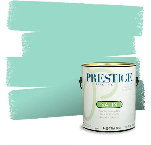 Miniatura 41 de Prestige Paints - Pintura exterior e imprimación en uno, 1 galón, plano, compatibilidad comparable con el color menta «Whipped Mint» de Behr
