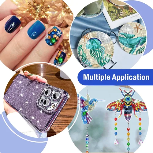 Miniatura 6 de Snewvie Juego de herramientas de accesorios de bolígrafo de pintura de diamante, 3 bolígrafos de arte de diamante con purpurina y 12 puntas de rosca