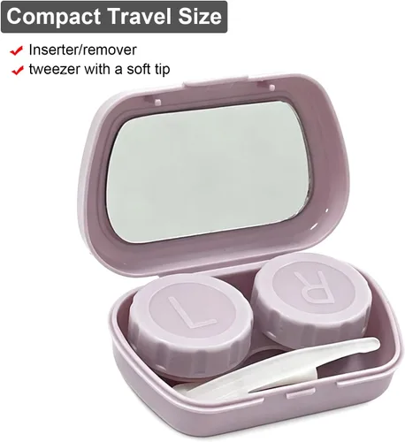 Miniatura 2 de Paquete de 5 fundas para lentes de contacto bonitas, estuche de contacto con herramienta de extracción de pinzas de espejo, kit de almacenamiento