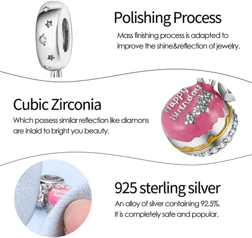 Miniatura 113 de Pandach Dijes colgantes de plata de ley 925 para pulseras y collares, dijes colgantes de Madonna con cuentas de girasol, joyería para mujer