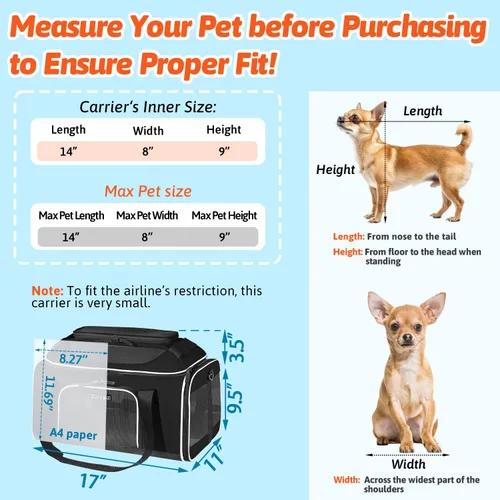 Miniatura 3 de Petskd Transportador de mascotas extensible superior de 17 x 11 x 9.5 pulgadas, aprobado por aerolíneas de Alaska, transportador de lados suaves