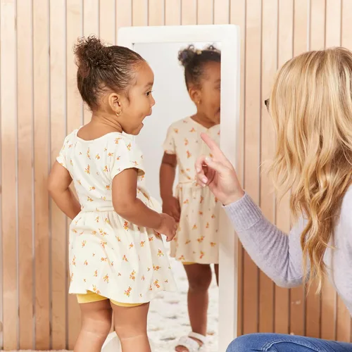 Miniatura 10 de ECR4Kids Espejo bidireccional de un solo lado para niños pequeños, muebles para niños, lavado en blanco Blanco Cal