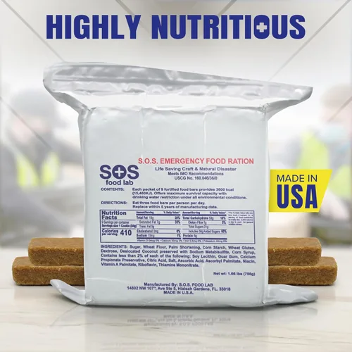 Miniatura 6 de S.O.S. Barra nutritiva de emergencia de 3600 calorías – Paquete para 3 días/72 horas con 5 años de vida útil 1.60 libras