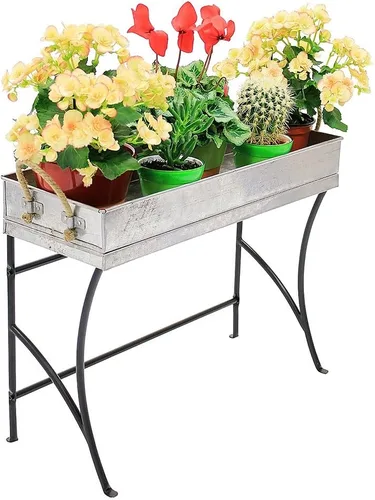 Miniatura 2 de Achla Designs WT-03 - Caballete de metal pequeño, para plantas para interiores y exteriores, con bandeja extraíble, pequeño, negro y acero