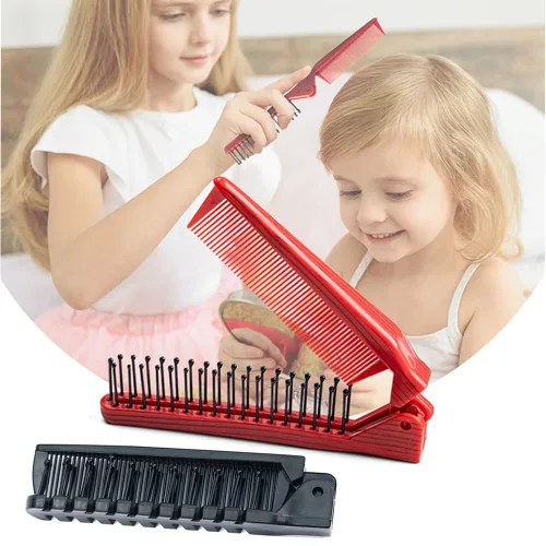 GBSTORE Peine plegable para el cabello, cepillo portátil de viaje para el cabello, peine de masaje antiestático de doble cabeza, para niñas, niños,