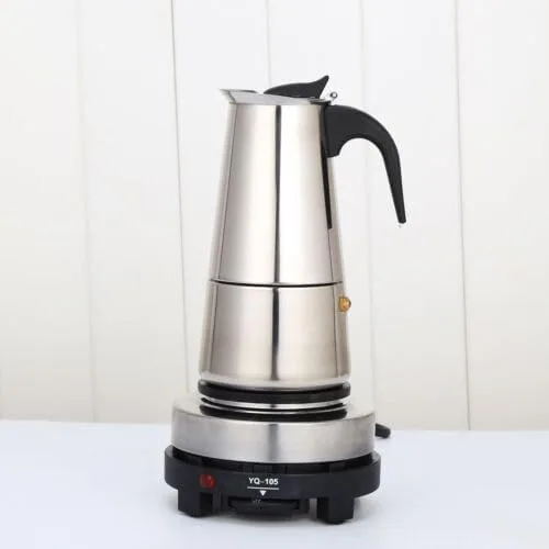 Cafetera de acero inoxidable con estufa eléctrica, percolador Expresso, fácil de limpiar, cocina italiana de inducción, cafetería portátil de