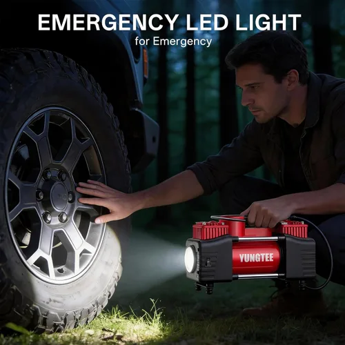 Miniatura 7 de YUNGTEE Inflador de Neumáticos de Servicio Pesado de Doble Cilindro con Accionamiento Directo Bomba de Inflado, Compresor de Aire Portátil de 12V