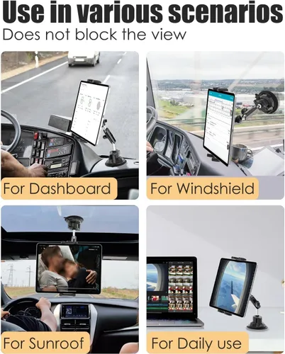 Miniatura 7 de Charchendo Pilot Tablet Mount [Upgraded Multi-Angle Adjustable Metal Arm], Aviation Cockpit Tablet Holder with Super Suction Cup, Fits iPad Pro