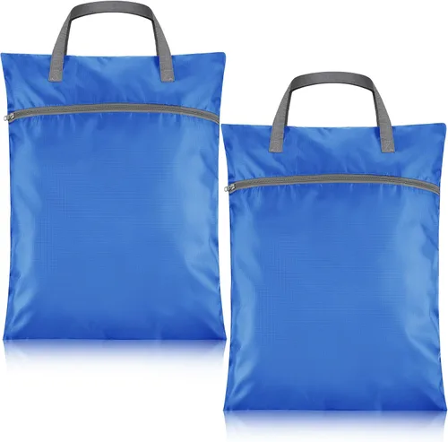Miniatura 14 de 2 bolsas de lavandería de viaje impermeables con asa, bolsa de ropa sucia para viajes, cesta de lavandería colgante con dos bolsillos con Gris