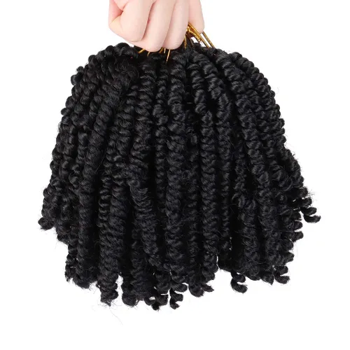 Miniatura 6 de Dorsanee Extensiones de cabello sintético corto estilo Bob Spring Twist de 6 pulgadas, 6 paquetes de extensiones de cabello sintético pretrenzado
