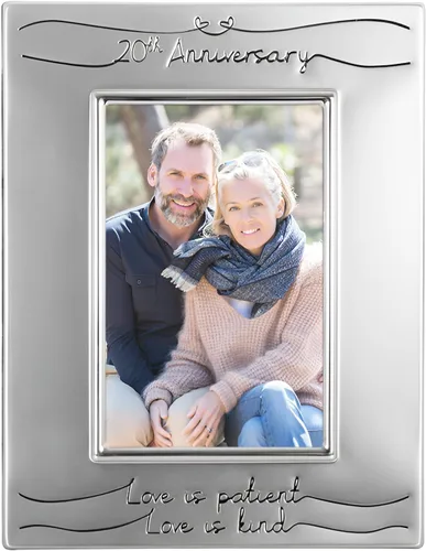 Haysom Interiors Hermoso Marco de Fotos Plateado de Dos Tonos para 20º Aniversario de 4" x 6" con Terciopelo Negro | Idea de Regalo Única y