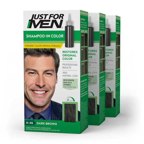Miniatura 10 de Just For Men Champú en color (antes fórmula original), tinte de cabello para hombre con queratina y vitamina E para un cabello más fuerte, marrón
