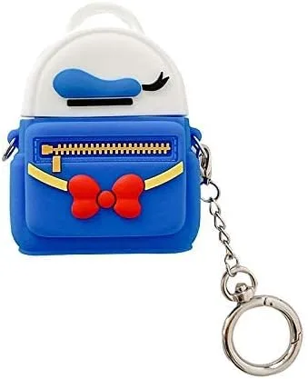 Funda de silicona suave con clip de gancho para llavero para Apple AirPods 1, 2, 1ª generación, mochila de pato Donald, animación de animación 3D,