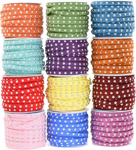 Miniatura 66 de Mandala Crafts Cordones de gamuza sintética para fabricación de joyas, 20 yardas, tiras de cordones de cuero con tachuelas doradas, cuerdas planas