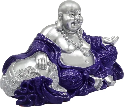 Miniatura 2 de Feng Shui "NGAN Chee" Estatua de Buda sonriente en amuleto casero púrpura real