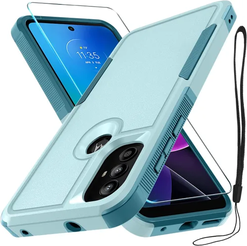 Miniatura 30 de Funda compatible con Moto G 5G 2024, cuerpo completo, resistente, resistente, a prueba de golpes, con correa de cordón, protector de pantalla