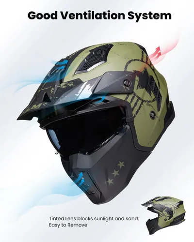 Miniatura 5 de ILM Medio casco de motocicleta de cara abierta 3/4 para hombres y mujeres, casco retro vintage con visera para ciclomotor, ATV, crucero, scooter