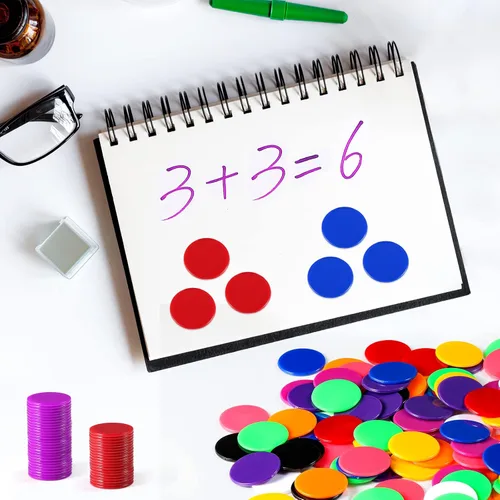 Miniatura 5 de Coopay 10 colores de 1.2 pulgadas de plástico para contadores de aprendizaje, discos de conteo de fichas de bingo para práctica de matemáticas y 300