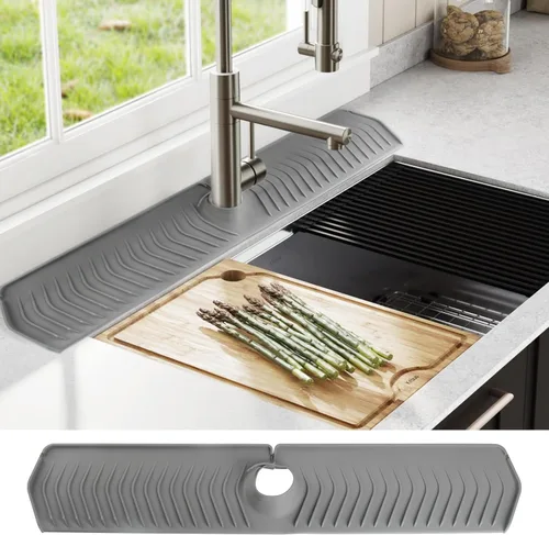 Miniatura 3 de Alfombrilla de silicona mejorada de 30 x 5.7 pulgadas para cocina y baño: alfombrilla para grifo de fregadero, almohadilla de drenaje de fregadero