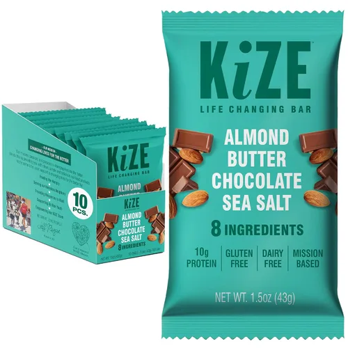 Miniatura 44 de KiZE Energy Bars - Barras energéticas de reemplazo de comidas con alto contenido de proteínas, a base de mantequilla de almendras, sin gluten, sin