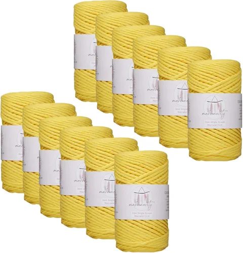 Miniatura 77 de Makromecity, Cordón de algodón para macramé de 1/8 pulgadas x 100 yardas (300 pies) Hilo de algodón verde crepé de 3 mm de un solo hilo para arte