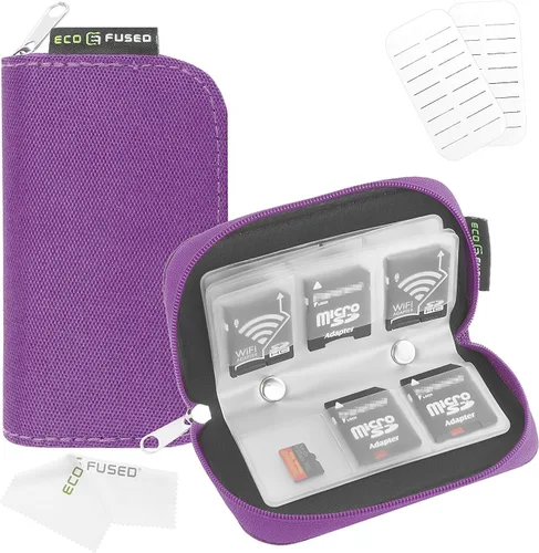 Miniatura 4 de Estuche transportador de tarjeta de memoria – apto para tarjetas SDHC y SD – 8 folios y 22 ranuras – ECO-FUSED paño de limpieza de microfibra Verde